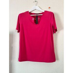 Tahari Womens Pink Short-Sleeve Keyhole Neck Top Medium Stretch Lightweight New